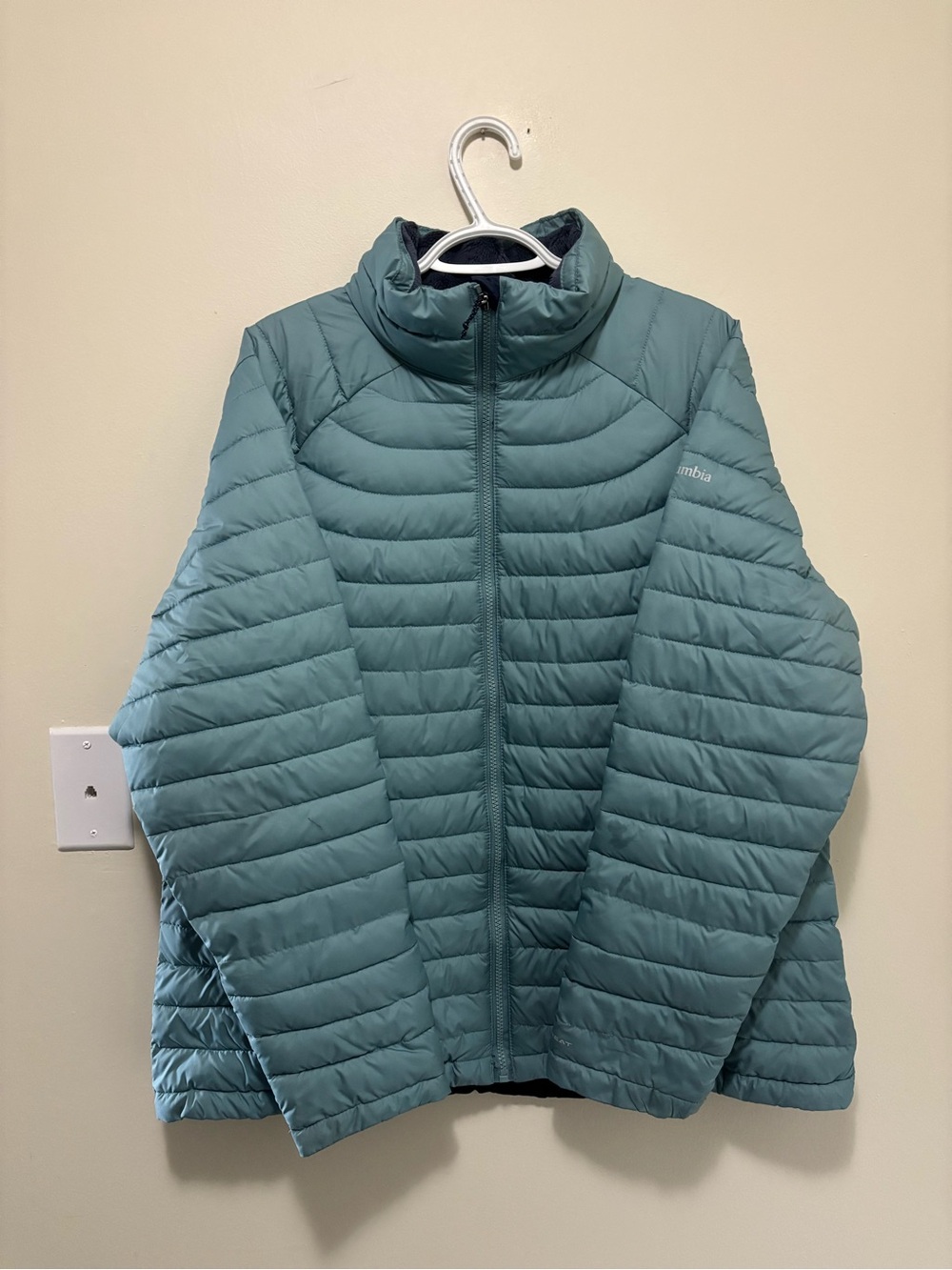 Columbia Powder Lite Omni-Heat Puffer Jacket Sage Blue Plus Size 1X